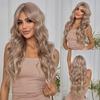 Synthetic Long Wavy Curly Ombre Blonde Color Wig Hair with Side Bang for Women Ladies Heat Resistant Party Daily Hair
