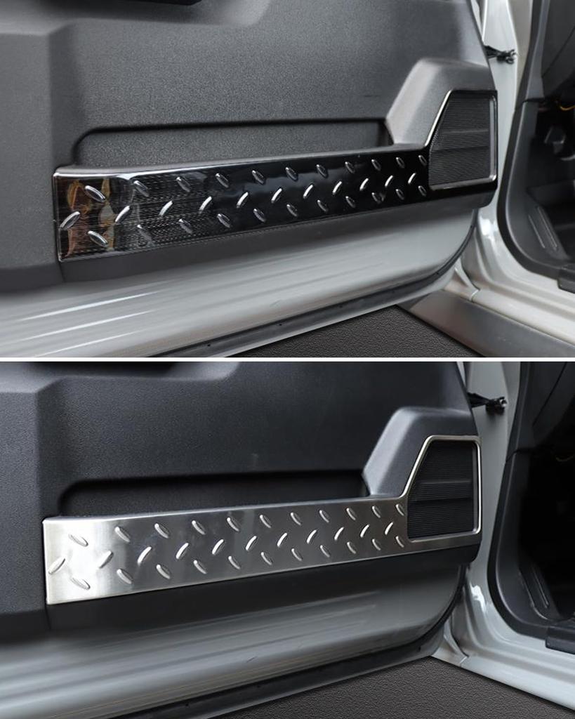 Maplewoodcar Suzuki Jimny Side Step Guard Scuff SUS304 Stainless Steel with Checkered Steel and Mirror Easy Tape Jimny Accessory Inner Door Protection