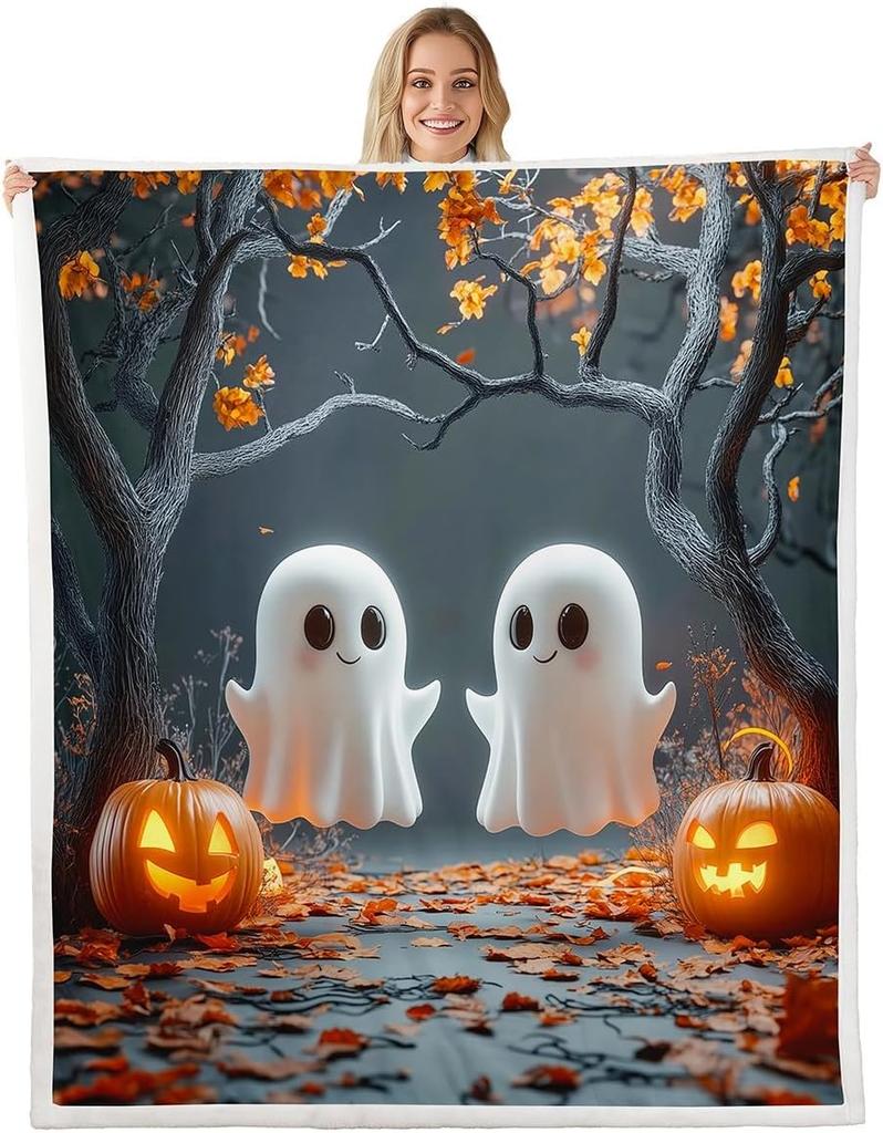 GUOYU Blanket Gothic Skull Fleece Blanket Baby Happy Halloween Sherpa Blanket Ghost Skull Goth Fuzzy Plush Throw for Adults Men WomenHorror