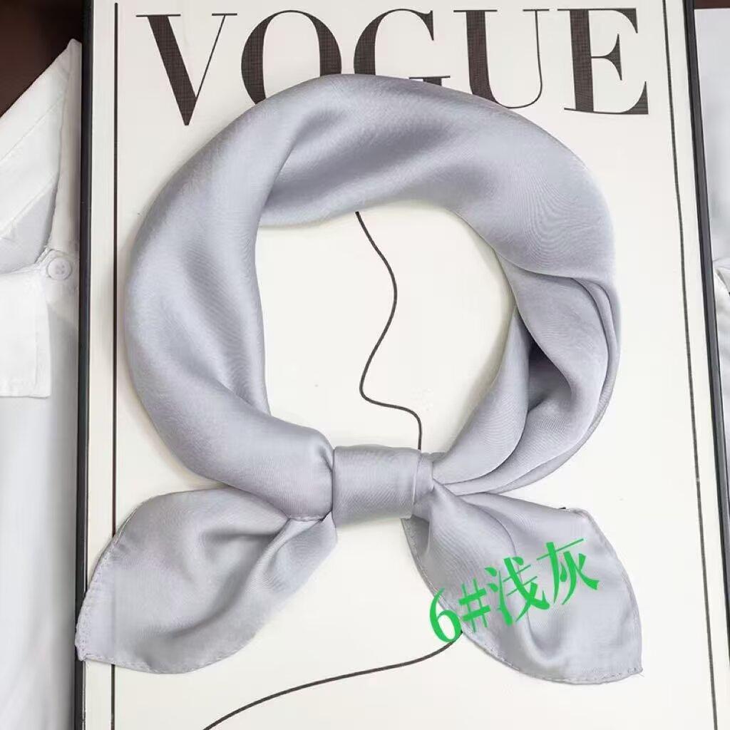Silk scarf women's solid color satin 71 new summer thin small square scarf headscarf decorative small scarf UV protection