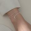Popular 925 Sterling Silver Star Moon Bracelet Geometric Double Layer Bracelet Party Gift Fashion Women Jewelry