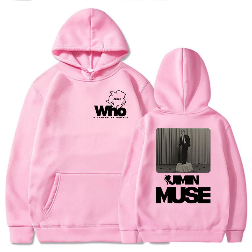 Hoodies Jimin Muse Album Graphic Sweatshirts Who Is My Heart Waiting for Flower Printing Pullovers Moletom Feminino Winter Women