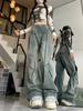 Blue American Vintage High Waist Chic Jeans Women Fashion Y2K Streetwear Wide Leg Pants Female 90s Deisign Sense Casual Baggy Denim Trouser