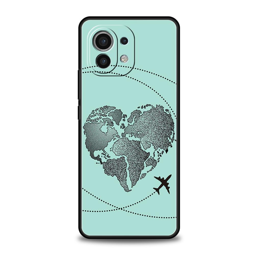 Модный Чехол для Телефона с Картой Мира и Самолетами для Путешествий для Xiaomi Mi 15 14 Pro 13 Lite 10T 1 1T 12 13T 14T Poco X6 X5 X4 X3 NFC F3 F4