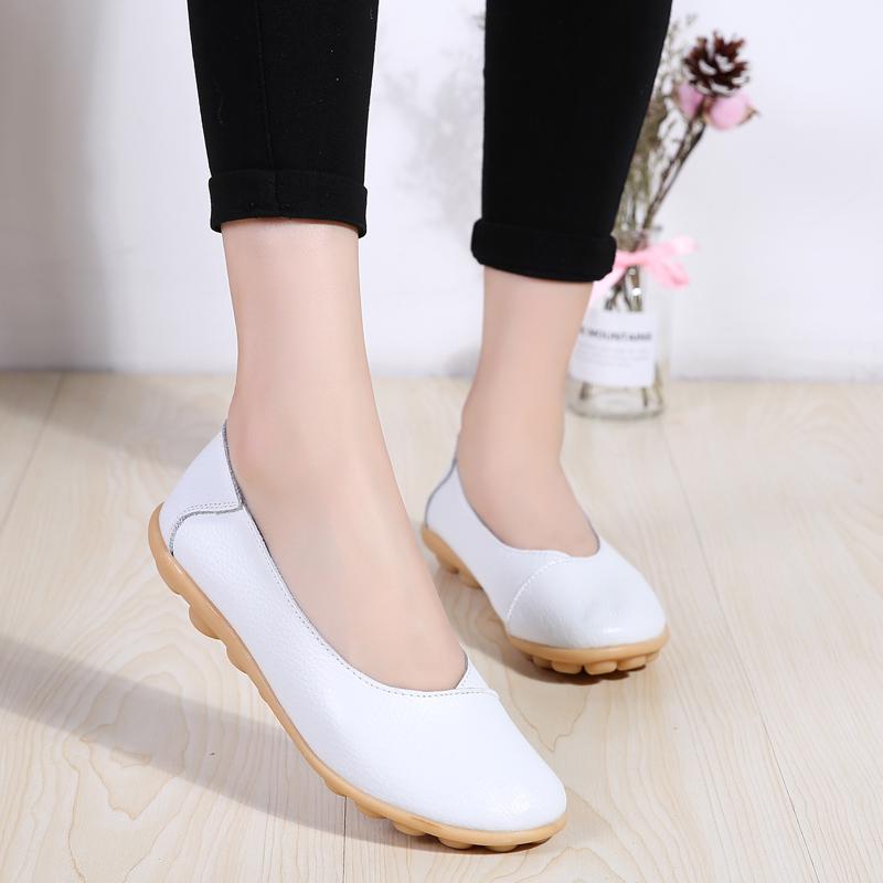 Women Leather Driving Moccasins Comfort Flats Casual Slip On Blue Nurse Plus Size Summer Ballet Shoes for Girl