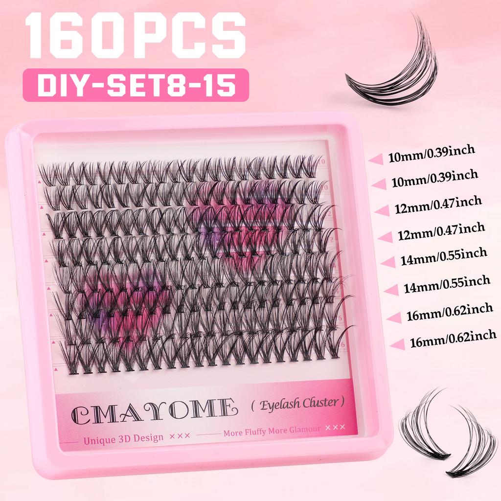 Самоклеящиеся пучки ресниц D-изгиб 10-16 мм толстые завитые ресницы