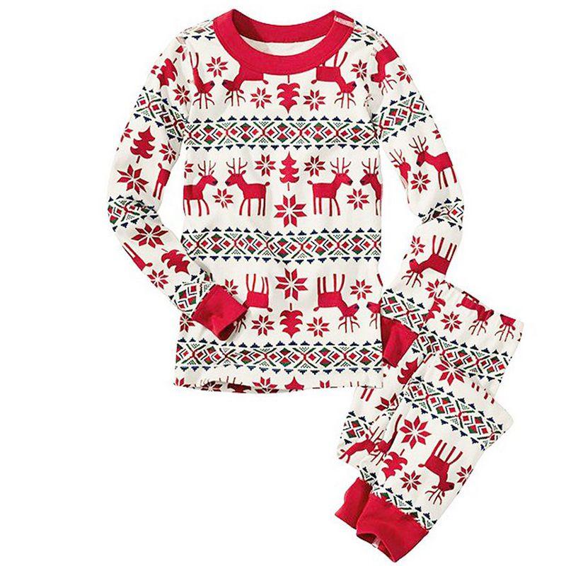 Festive Christmas Family Pajamas Set For Men Women Baby Kids Featuring Deer Print Design
