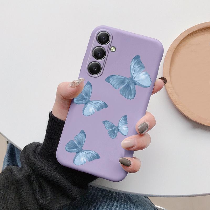 Мягкий силиконовый чехол Heart ButterflySoft для Xiaomi Redmi Note 13 Pro 13C Samsung A35 A55 M35 S24 Huawei Honor 200 iPhone Camera Защитный противоударный чехол