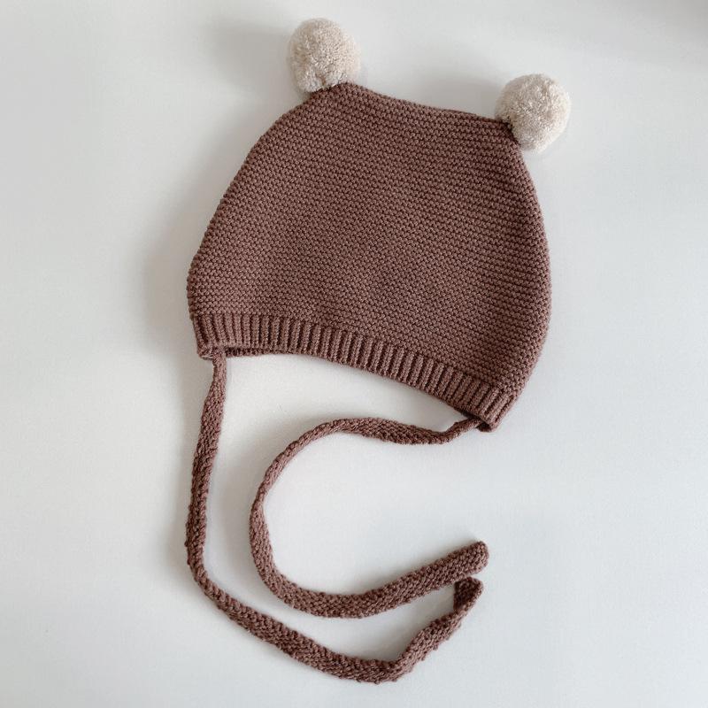 Winter Spring Crochet Baby Hat Soft Pompom Infant Girls Boys Cap Beanie Solid Color Kids Knitted Warm Ear Protection Bonnet Hat