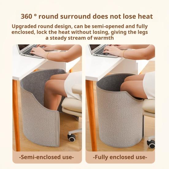 Under Desk Foot Warmer Portable Personal Space Heater Fully Enclosed Heating Quiet Leg Warmer for Winter Office Home Use