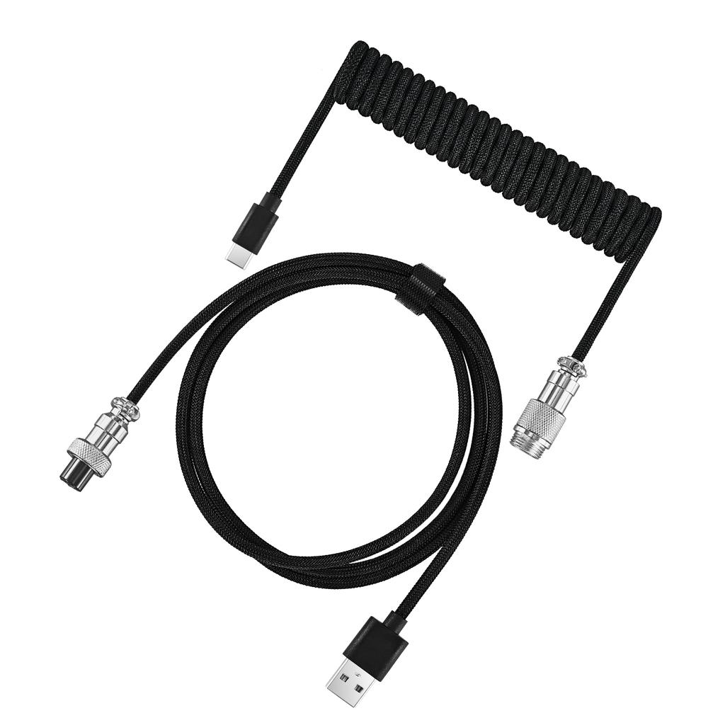 Type C Mechanical Keyboard Coiled Cable Type C USB Mechanical Keyboard Aviator Desktop Computer Aviation Connector Cord Max 3m