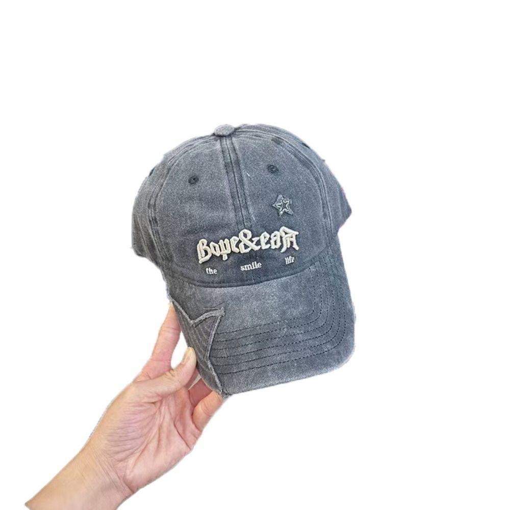 Бейсболка с вышитыми буквами, регулируемая кепка со звездой, бейсболка из выстиранного денима для подростков