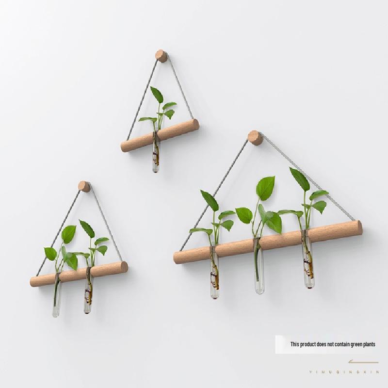 Elegant Wall Hanging Hydroponic Vase with Hemp Rope for Plants and Pothos