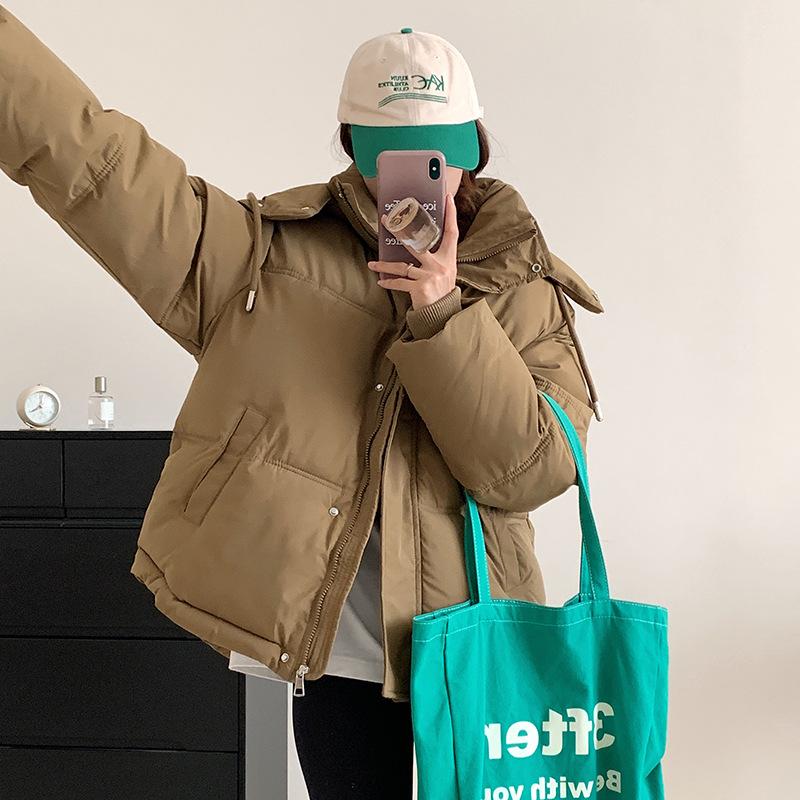 Теплое пальто с капюшоном для женщин, зимнее новое модное универсальное свободное хлопковое пальто для женщин, модное пальто для женщин