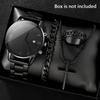Men's Trendy Roman Digital Fashion Watch 4-piece/Set Men's Black Minimalist Quartz Watch Set