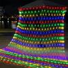 3X2M 200 LED Розово-фиолетовая светодиодная сетка Наружная Рождественская сетка Сетчатый свет Занавес Сказочная гирлянда для вечеринки Праздничный декор