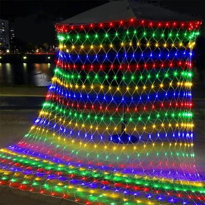 3X2M 200 LED Розово-фиолетовая светодиодная сетка Наружная Рождественская сетка Сетчатый свет Занавес Сказочная гирлянда для вечеринки Праздничный декор