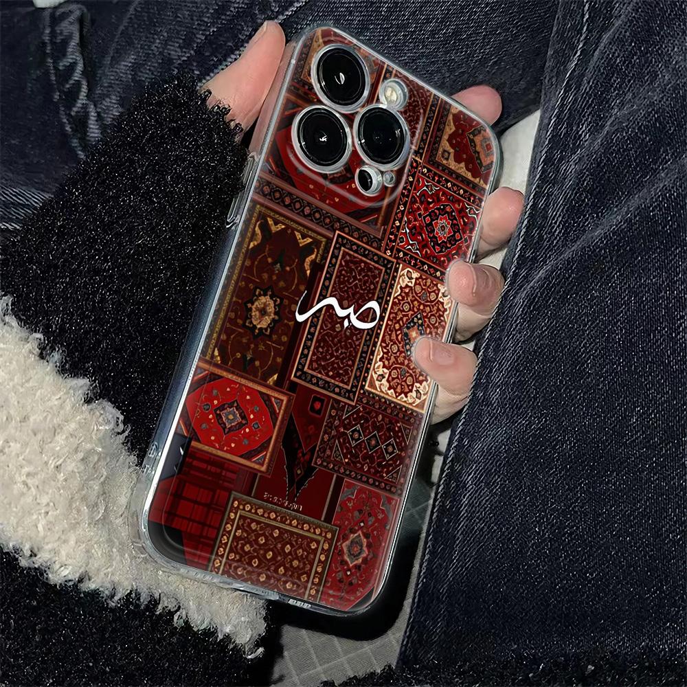 Модный Прозрачный Ударопрочный Чехол Для Телефона Для Iphone 12 16 17 Air 15 Plus 14 13 11 Pro Max 17E 16E Защитный Красный Чехол В Этническом Стиле