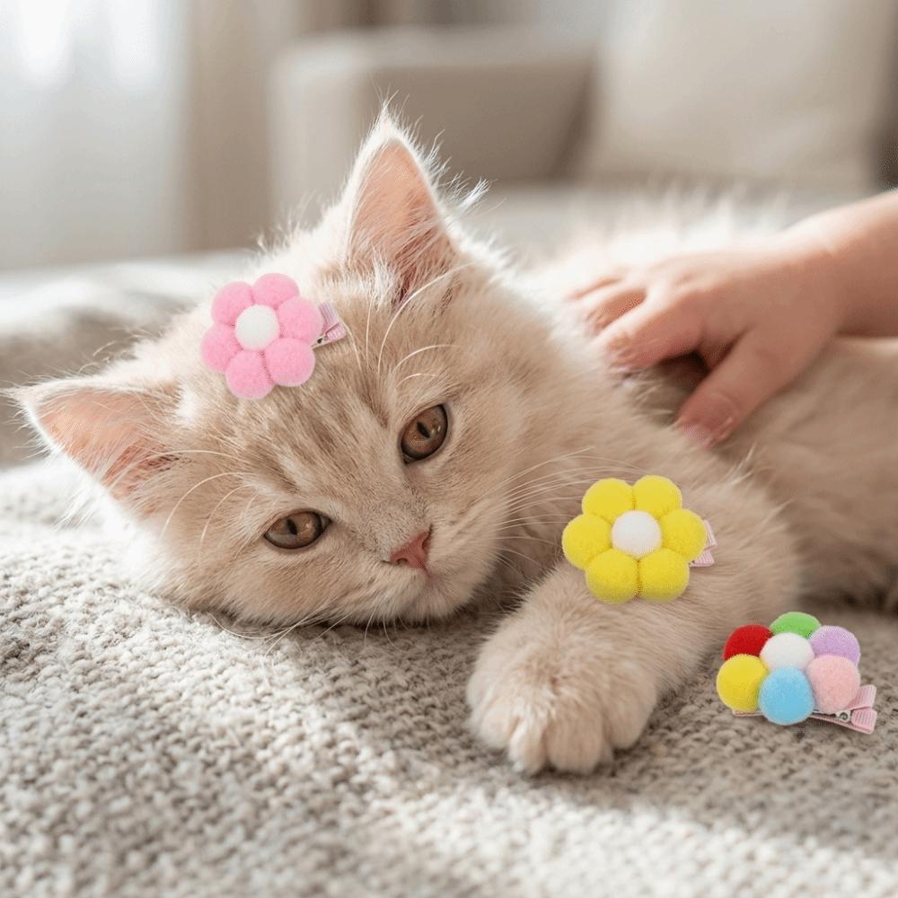 24 Pcs Pastel Tones Pet Flower Hair Accessories Pet Head Flower Ornaments Holiday Gathering