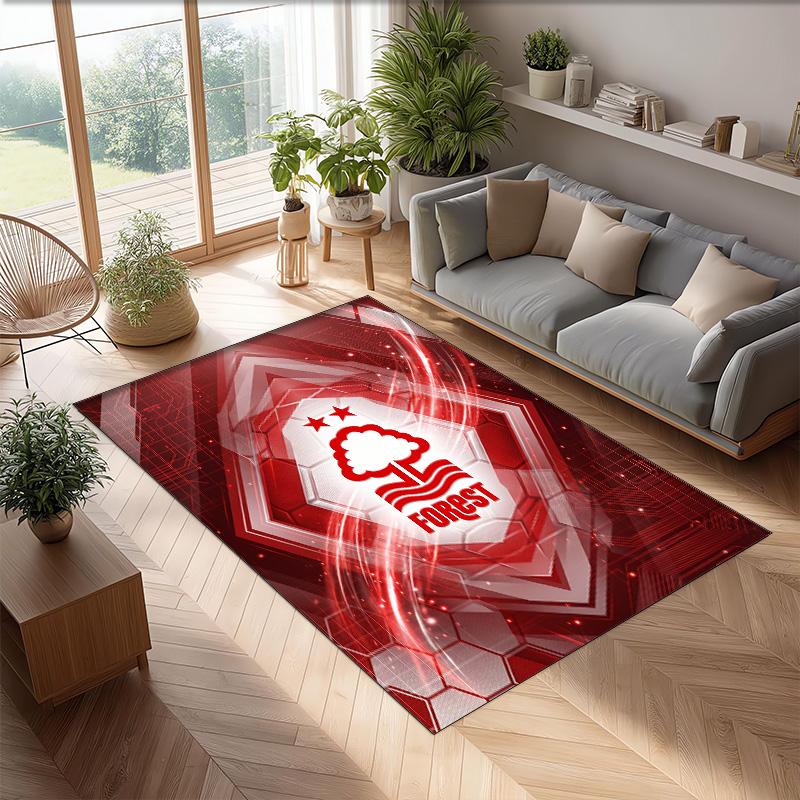 Nottingham Forest Football Print Crystal Velvet Rug, Comfortable Water Absorbent Non Slip Indoor Floor Carpet