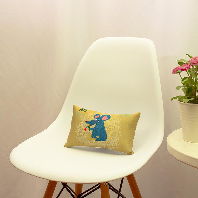 Двенадцать знаков зодиака, сатиновый принт, подголовник для автомобиля, мультяшный, удобный, подушка для поясницы из ПП-хлопка, домашняя подушка