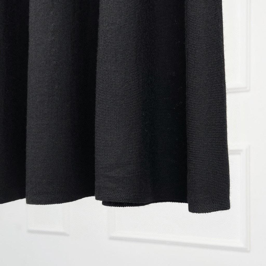 Женская трикотажная миди-юбка А-силуэта Black Label, эластичный пояс, пряжа Yangtze 2-слойная 48s шерсть, черно-серая