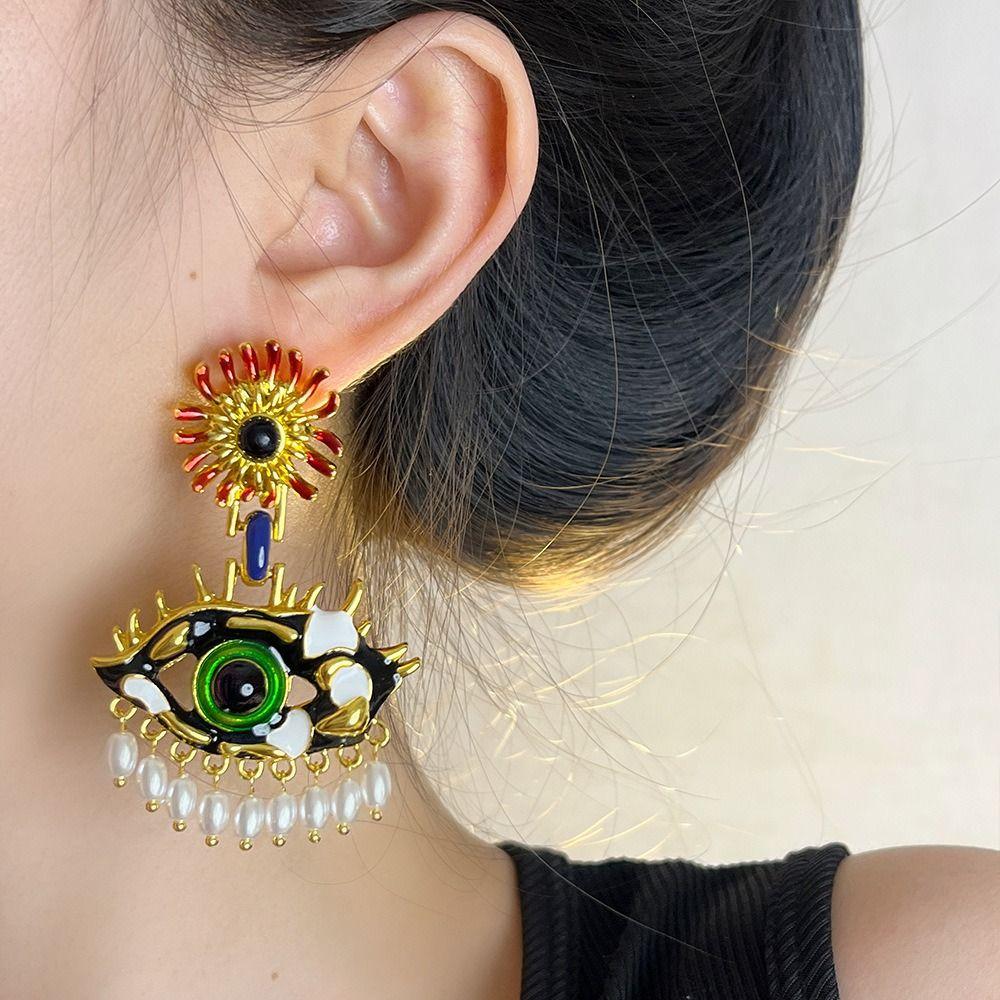 Жемчужные Глаза Демона Серьги-пусеты Преувеличенные Женские Серьги-пусеты Осень Зима