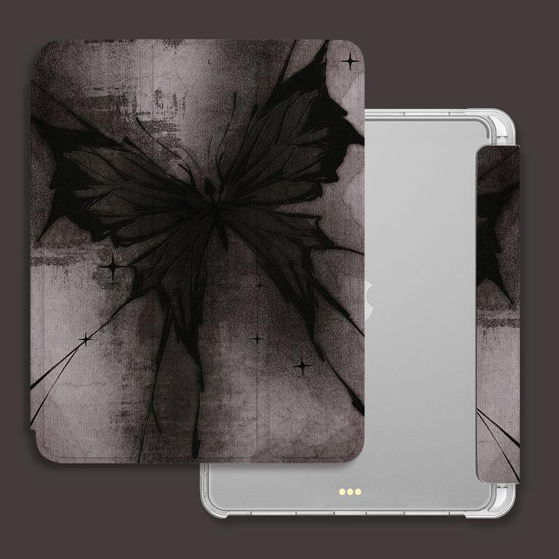 New High Quality Dark Butterfly Pattern Tri-fold Style TPU Tablet Case for iPad Air5 Air4 10.9 Mini6 8.3 Mini4/5 7.9 with Pencil Holder