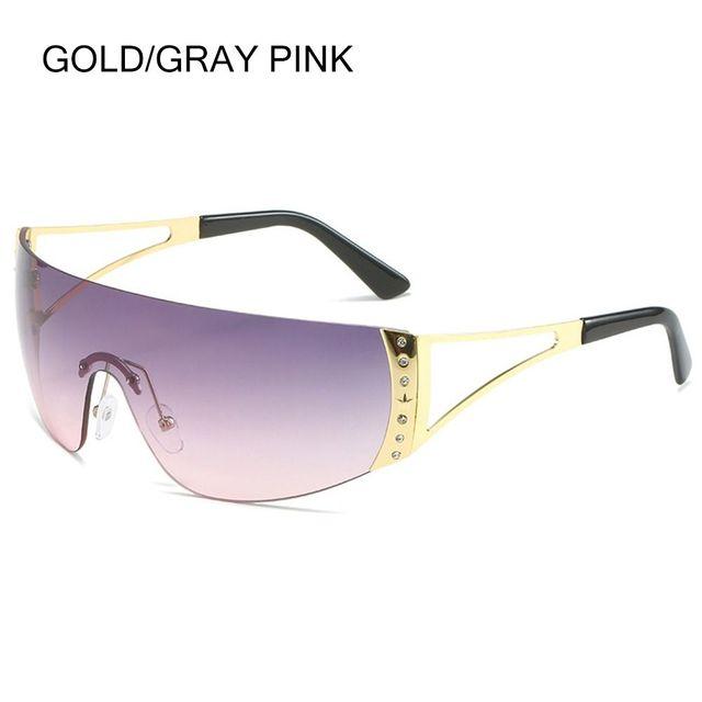 Солнцезащитные очки с запахом Y2k для женщин и мужчин, футуристические солнцезащитные очки с плоским верхом, футуристические безрамочные солнцезащитные очки с градиентными линзами, UV400