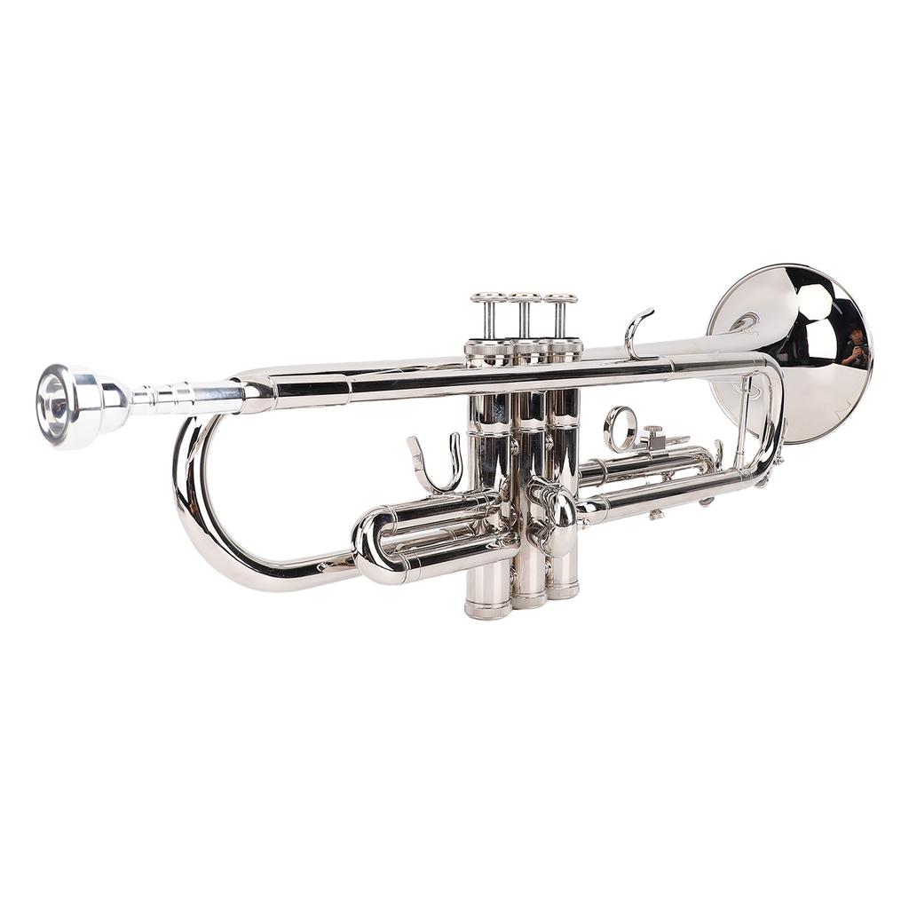Bb Trumpet Set Silver Bright Sound Flexible Keys Brass Phosphor Copper Trumpet Set for Beginner Students
