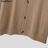 INCERUN Men's Lapel Neck Long Sleeve Buttons Knitted Casual Cardigan Tops