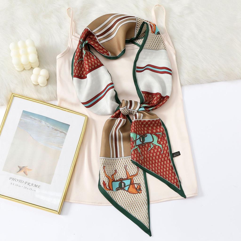 New Simulation Silk Long Scarf Fashionable Versatile Suit Double-Layer Scarf Decorative Bag Wrapped With Professional Scarf For Women