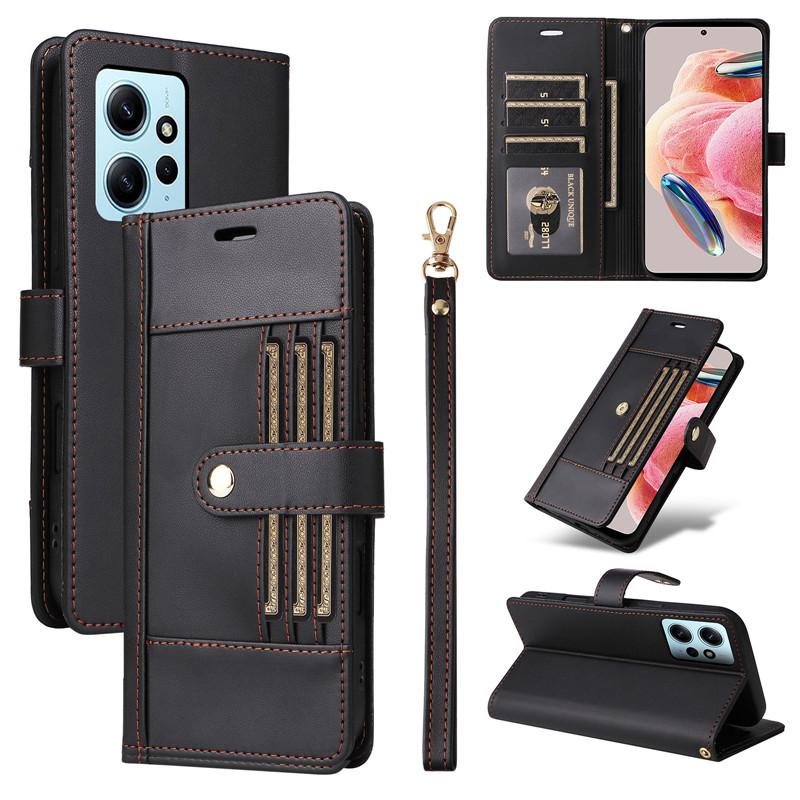 Кожаный чехол-книжка для Xiaomi Redmi Note 12 11S 12S 11 10S 10 9 Pro Max Plus 5G Чехлы-книжки Снаружи 6 слотов для карт