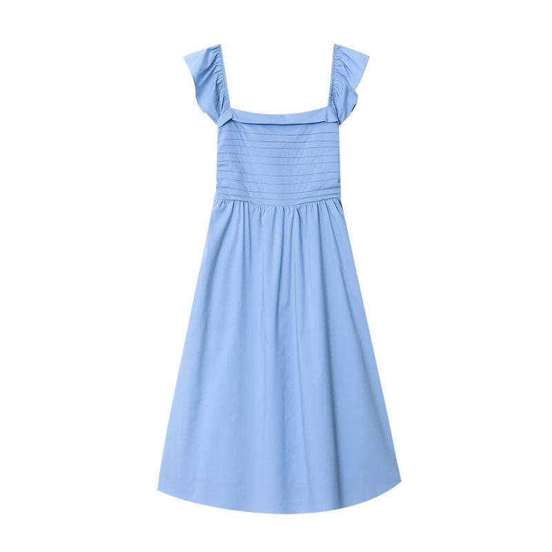 Платье для похудения с квадратным воротником и небольшими летящими рукавами Advanced Sense of Temperament Ранняя весна