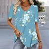 Футболка для женщин с цветочным принтом Футболки с V-образным вырезом Свободная блузка с коротким рукавом Женские модные графические топы Уличные топы в стиле Харадзюку