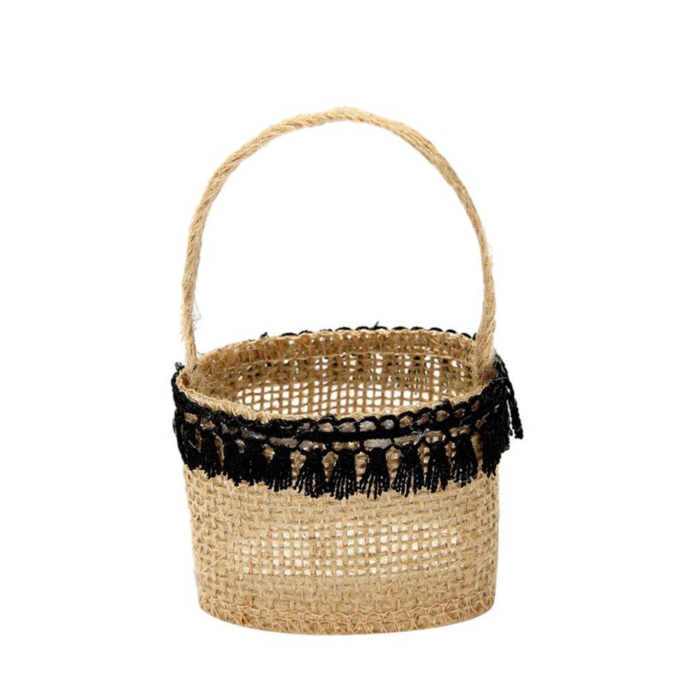 2pcs Lace Bowknot Flower Girl Basket Retro Candy Gift Bag Wedding Ceremony Party Decoration