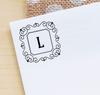 Printtoo Alphabet L Monogram Initial Square Swirl Border Self Inking Rubber Stamp Office