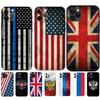 Black Tpu Case for Iphone 5 5s Se 6 6s 7 8 Plus X 10 XR XS 11 12 13 Mini Pro MAX Back Cover USA American British UK Russia Flag