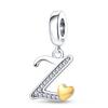 New 925 Silver 26 Letters Alphabet A Charm Bead Bracelets Pendant Silver DIY Jewelry