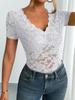 2025 Spring/Summer Women's Sexy Lace V-neck Short Sleeve Top