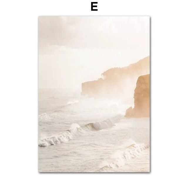 Бохо природный пейзаж озеро волна пальма фреска скандинавские постеры настенная живопись на холсте и принты картинки для декора гостиной