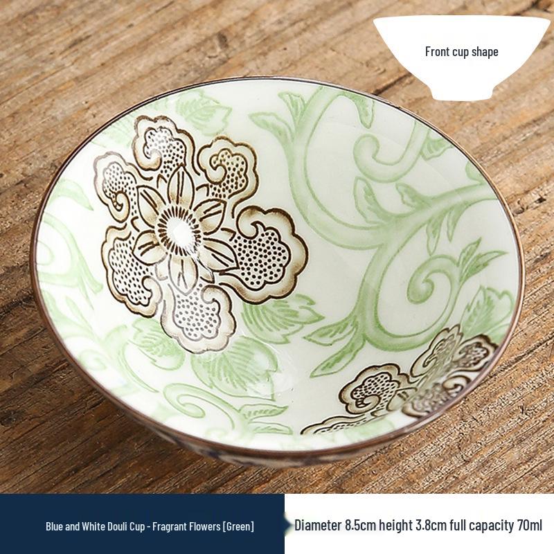 Двухцветная сине-белая фарфоровая чашка доули - Керамическая чашка мастера кунг-фу, Японская дегустационная чаша, Одинарная чайная чашка.