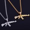 European And American Punk Hip -Hop Zircon Machine Gun Necklace Personalized Creative Submachine Gun Pendant Jewelry