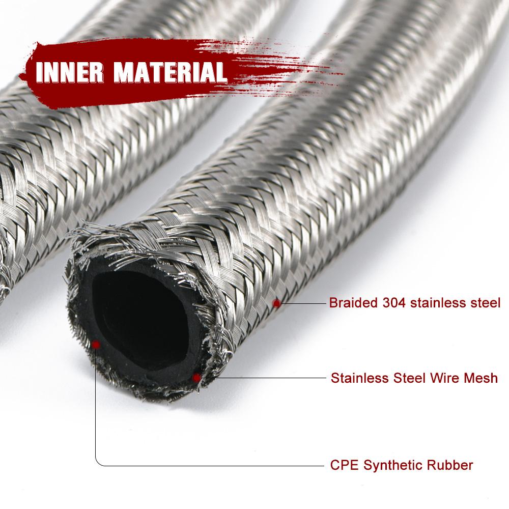 AN10 1M/1.2M/1.4M Stainless Steel Brained Oil Hose Line Hose Tube With 0Degree 90Degree Swivel Hose End Fitting Installed