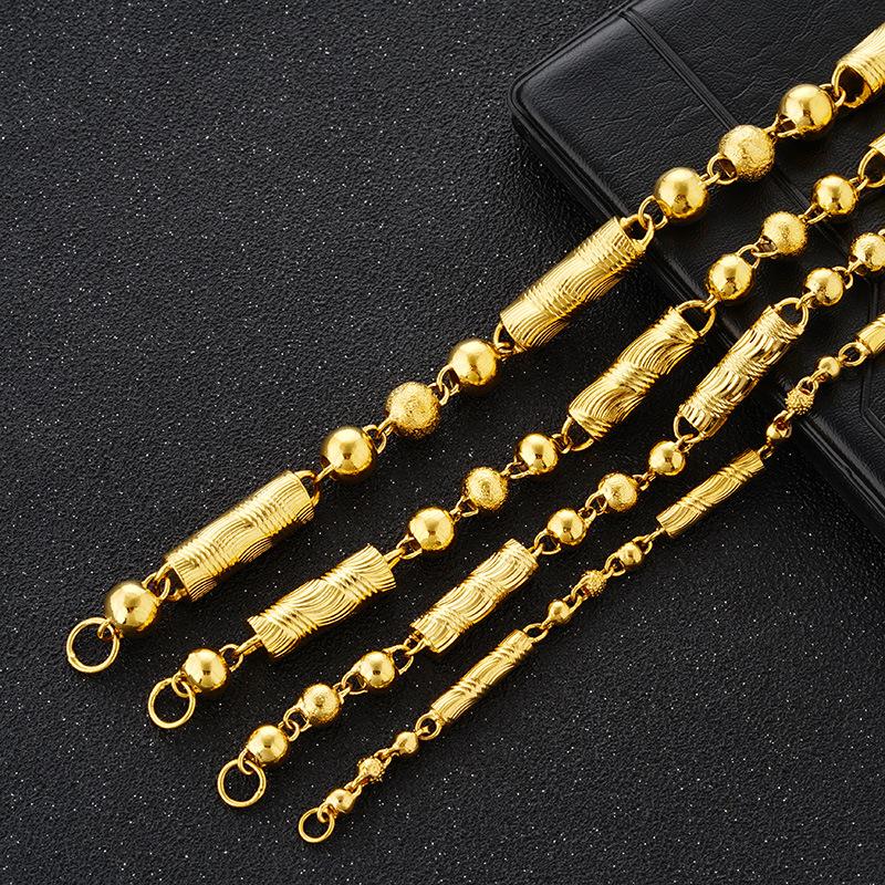 Мужское цилиндрическое золотое ожерелье, Властное вьетнамское ожерелье из песочного золота, Позолоченное ожерелье-имитация в подарок