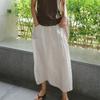 Casual Cotton Linen Blend Women's Spring Summer Loose Fit Plus Size Side Slit Cropped Pants Two-Piece Illusion Bottoms Skirt