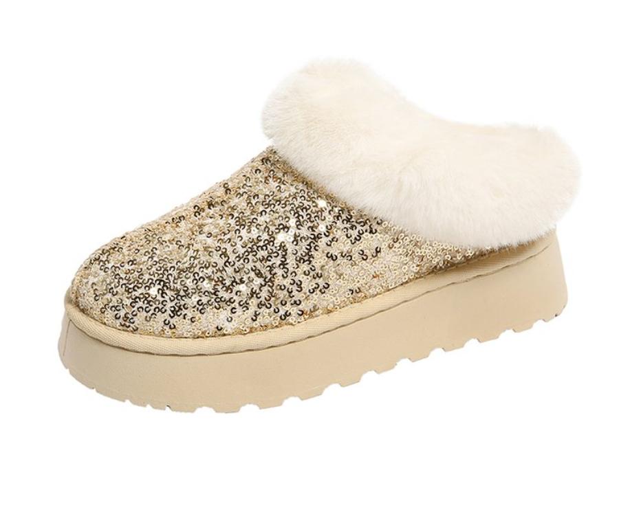 Зимние ботинки для женщин, новинка 2024 года, зимняя кашемировая теплая толстая подошва, без волос, полутапочки на каблуке, хлопковая женская обувь