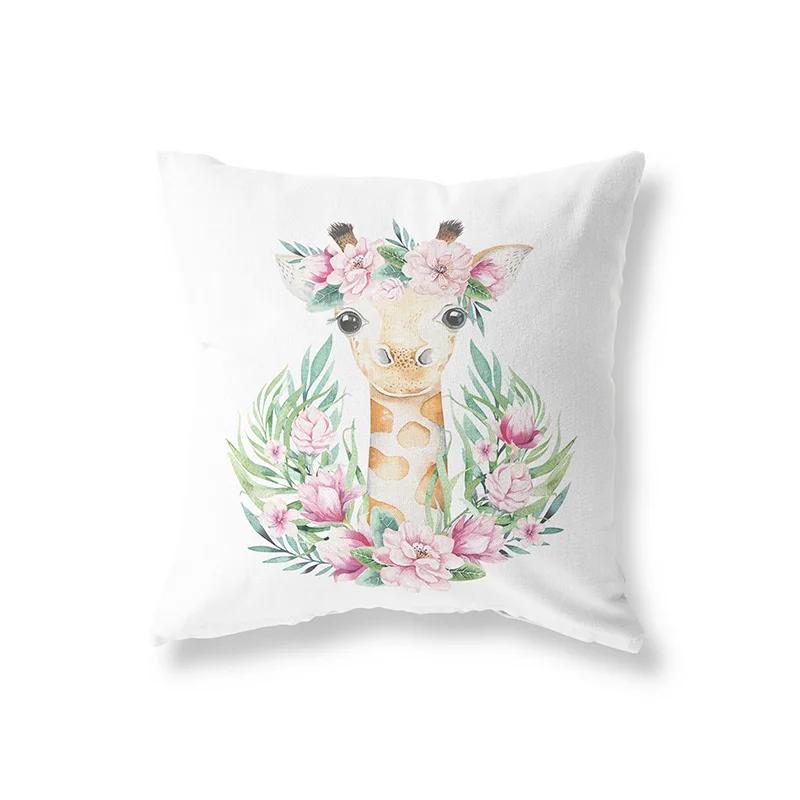 Милый кролик жираф животные декор детской комнаты полиэстер наволочка для подушки диванная подушка украшение дома наволочка для подушки