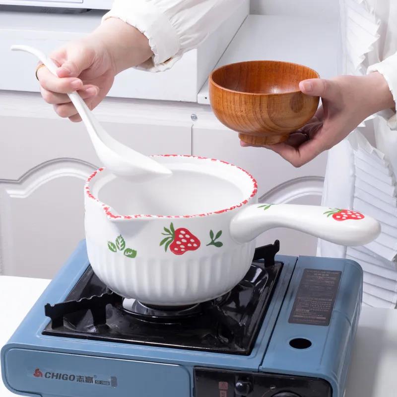 Керамический маленький горшочек для молока, горшочек с лапшой быстрого приготовления, маленький котелок для кипячения, молоко, милый горшочек с детскими добавками, маленький горшок, домашняя запеканка с лапшой