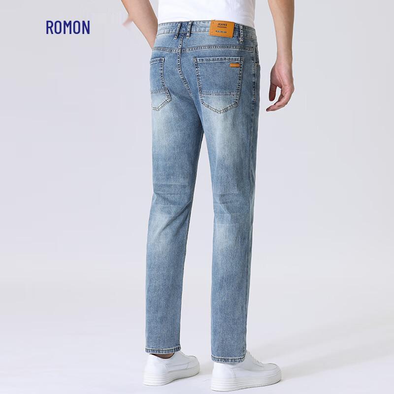 ROMON Мужские прямые джинсы из 95% гребенчатого хлопка с эластаном